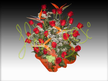 Centre roses i strelitzias